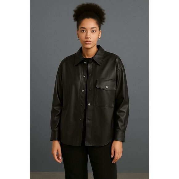 Zara Oversized Faux Leather Shirt Jacket - Picture 1 of 5